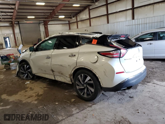2015 Nissan Murano SL z VIN 5N1AZ2MH6FN279676, wystawiony jako Copart lot #55885835 z przebiegiem Nie podano mil oraz Czysty tytuł • Clean title. Historia ofert i sprzedaży dostępna na DreamBid. Obrazek 2.