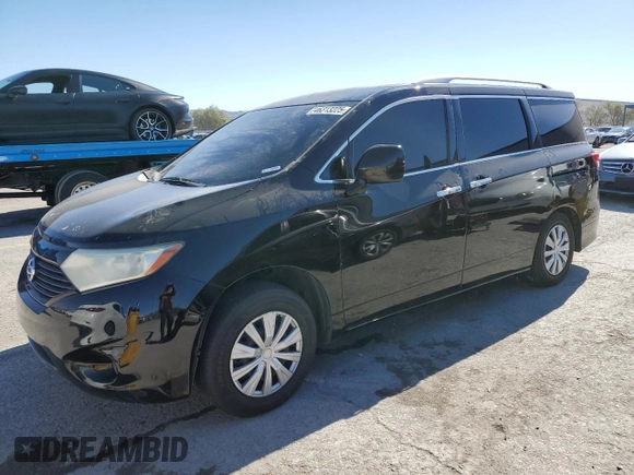2014 Nissan Quest S with VIN JN8AE2KP1E9101597, listed as a Copart auction lot 46313225 with 104,410 mi miles and Salvage Title. Bid and sale history available at carsss.com. Image 1.