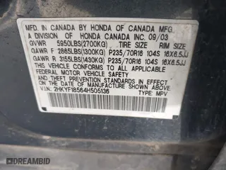 2004 Honda Pilot EX with VIN 2HKYF18564H505136, listed as a IAAI auction lot 42101753 with 236,696 mi miles. Bid and sale history available at carsss.com. Image 9.