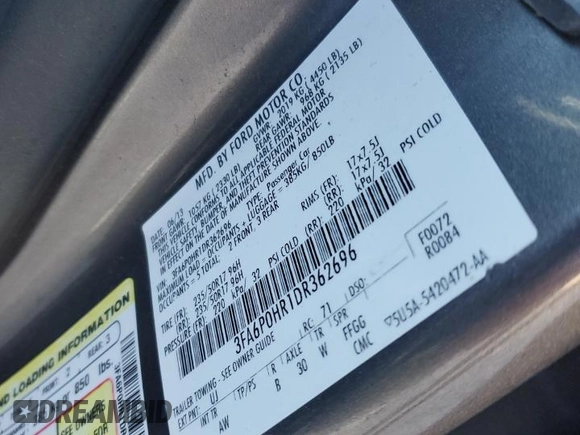 2013 Ford Fusion SE with VIN 3FA6P0HR1DR362696, listed as a Copart auction lot 53561555 with 105,108 mi miles and Salvage Title. Bid and sale history available at DreamBid. Image 12.