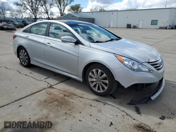2014 Hyundai Sonata SE with VIN 5NPEC4AC4EH897489, listed as a Copart auction lot 49184125 with 95,840 mi miles and Salvage Title. Bid and sale history available at DreamBid. Image 4.