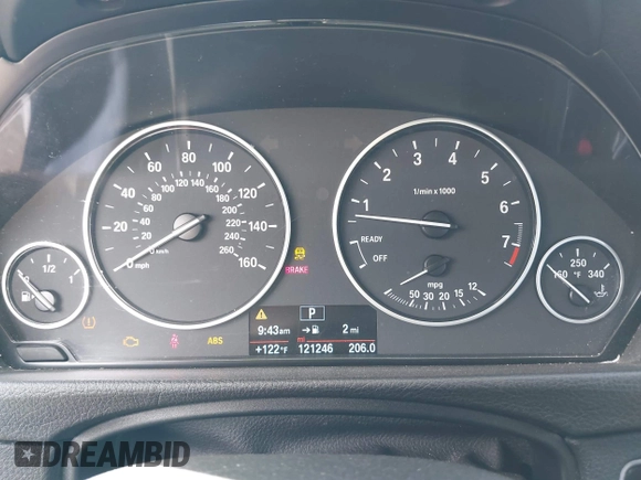 2015 BMW 3 Series 328i with VIN WBA3A5G51FNS89956, listed as a IAAI auction lot 42012575 with 121,246 mi miles. Bid and sale history available at carsss.com. Image 7.