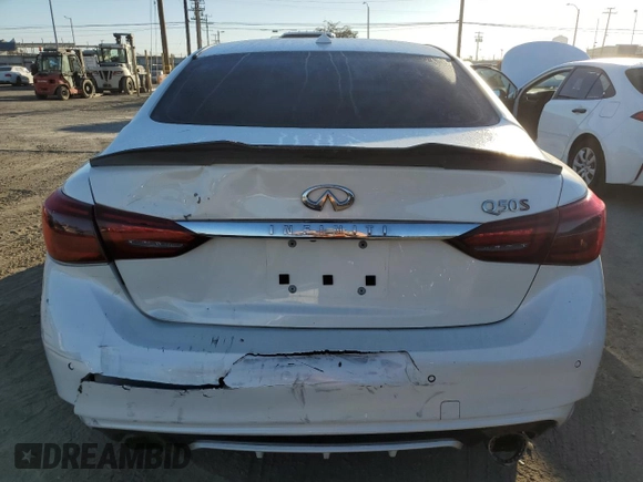 2019 Infiniti Q50 RED SPORT 400 with VIN JN1FV7AP9KM760409, listed as a Copart auction lot 77461464 with 96,589 mi miles and Salvage Title. Bid and sale history available at carsss.com. Image 6.