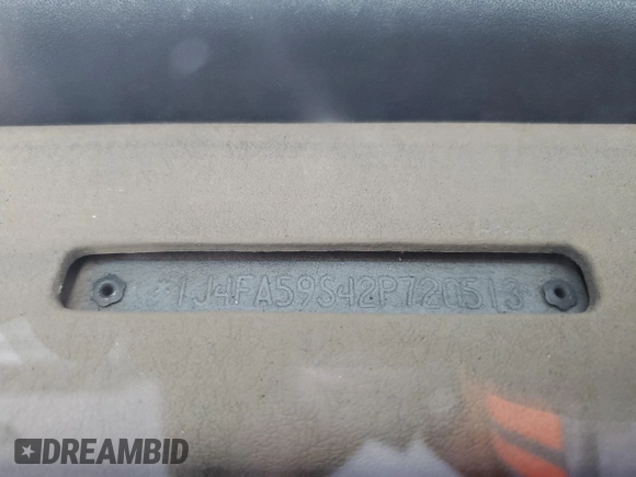2002 Jeep Wrangler Sahara with VIN 1J4FA59S42P720513, listed as a Copart auction lot 47054805 with 190,922 mi miles and Salvage title. Bid and sale history available at DreamBid. Image 15.
