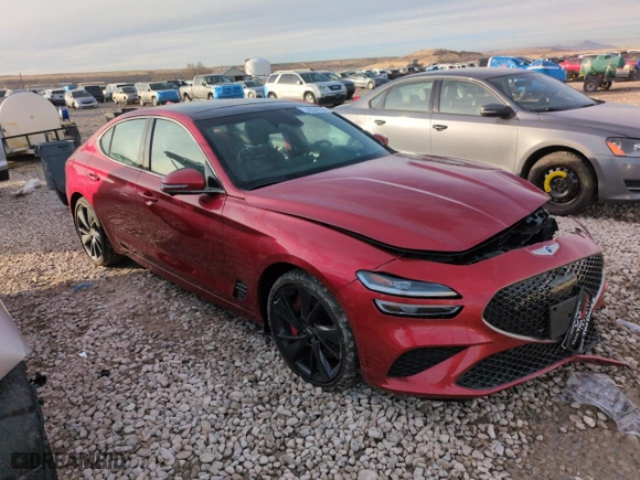 2022 Genesis G70 3.3T with VIN KMTG54TE3NU088591, listed as a Copart auction lot 85343234 with 43,764 mi miles and Salvage Title. Bid and sale history available at carsss.com. Image 4.