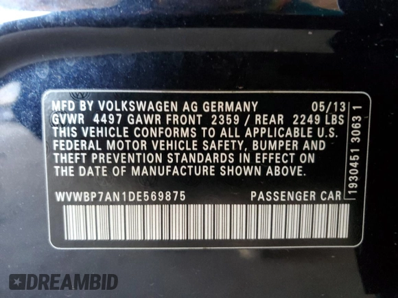 2013 Volkswagen CC Sport with VIN WVWBP7AN1DE569875, listed as a Copart auction lot 88938505 with 157,382 mi miles and Clean Title. Bid and sale history available at carsss.com. Image 12.