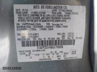 2006 Ford Five Hundred SE with VIN 1FAFP23146G119696, listed as a IAAI auction lot 41599381 with 184,040 mi miles. Bid and sale history available at carsss.com. Image 9.