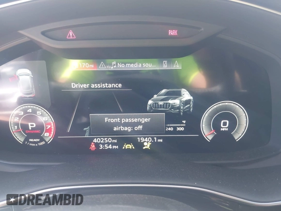2021 Audi Q8 Premium Plus with VIN WA1EVAF12MD032292, listed as a IAAI auction lot 42175561 with 40,250 mi miles and . Bid and sale history available at DreamBid. Image 7.