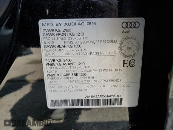 2017 Audi Q5 Premium Plus z VIN WA1M2AFPXHA035103, wystawiony jako Copart lot #57326125 z przebiegiem 154 136 mil mil oraz Czysty tytuł • Clean title. Historia ofert i sprzedaży dostępna na DreamBid. Obrazek 14.