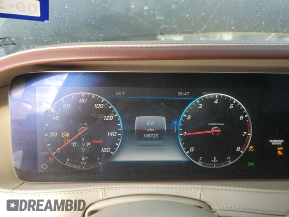 2018 Mercedes-Benz S 560 with VIN WDDUG8GB5JA345786, listed as a Copart auction lot 48337875 with 108,723 mi miles and Salvage Title. Bid and sale history available at carsss.com. Image 9.