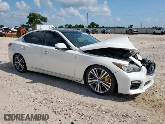 2015 Infiniti Q50 Sport with VIN JN1BV7AP5FM346998, listed as a Copart auction lot 61992655 with 105,215 mi miles and Salvage title. Bid and sale history available at DreamBid. Image 4.
