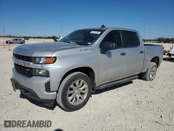 2020 Chevrolet Silverado 1500 Custom with VIN 3GCPWBEHXLG212637, listed as a Copart auction lot 42171255 with 105,055 mi miles and Salvage Title. Bid and sale history available at carsss.com. Image 1.