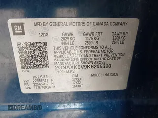 2019 Chevrolet Equinox LT with VIN 2GNAXKEV9K6205320, listed as a IAAI auction lot 40848027 with 87,270 mi miles and . Bid and sale history available at DreamBid. Image 9.
