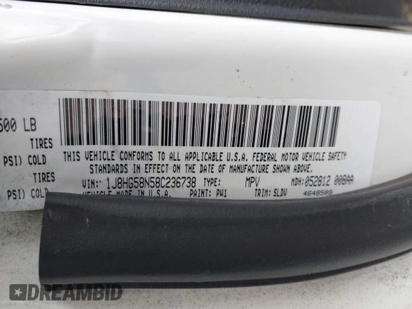 2008 Jeep Commander Limited with VIN 1J8HG58N58C236738, listed as a IAAI auction lot 41738525 with 130,740 mi miles. Bid and sale history available at carsss.com. Image 9.
