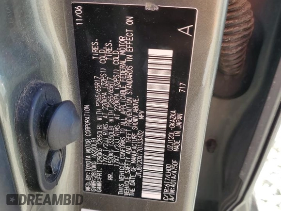 2007 Lexus GX 470 z VIN JTJBT20X170133432, wystawiony jako Copart lot #57578595 z przebiegiem 134 525 mil mil oraz Szkoda całkowita • Salvage title. Historia ofert i sprzedaży dostępna na DreamBid. Obrazek 12.