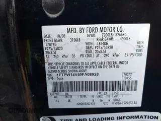 2009 Ford F-150 XL with VIN 1FTPW14V49FA08928, listed as a IAAI auction lot 42505548 with 187,451 mi miles and . Bid and sale history available at DreamBid. Image 9.