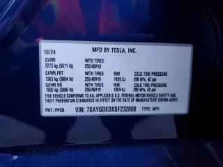 2025 Tesla Model Y Long Range with VIN 7SAYGDEDXSF232808, listed as a Copart auction lot 85647524 with 183 mi miles and Salvage Title. Bid and sale history available at DreamBid. Image 13.