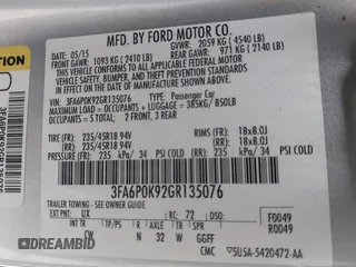 2016 Ford Fusion Titanium z VIN 3FA6P0K92GR135076, wystawiony jako IAAI lot #42604875 z przebiegiem 192 785 mil mil oraz . Historia ofert i sprzedaży dostępna na DreamBid. Obrazek 9.