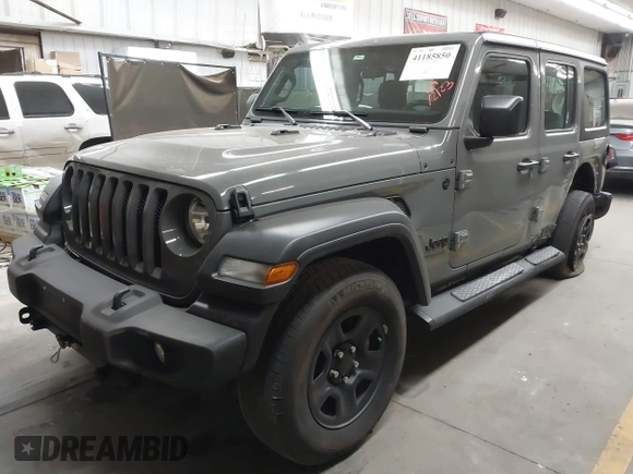2022 Jeep Wrangler Unlimited Sport with VIN 1C4HJXDG0NW117632, listed as a IAAI auction lot 41185850 with 18,298 mi miles and . Bid and sale history available at DreamBid. Image 17.