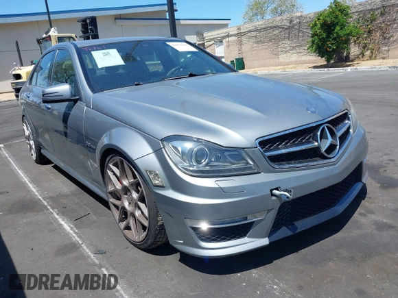 2012 Mercedes-Benz C 63 AMG with VIN WDDGF7HB2CA733599, listed as a IAAI auction lot 42094388 with 81,287 mi miles and . Bid and sale history available at carsss.com. Image 1.
