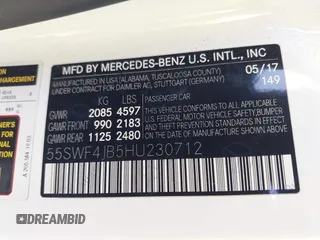 2017 Mercedes-Benz C 300 with VIN 55SWF4JB5HU230712, listed as a IAAI auction lot 41951843 with 113,736 mi miles and . Bid and sale history available at carsss.com. Image 9.