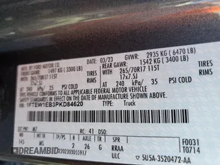 2023 Ford F-150 XL with VIN 1FTEW1EB3PKD84620, listed as a Copart auction lot 69037014 with 6,947 mi miles and Clean Title. Bid and sale history available at carsss.com. Image 13.