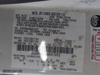 2010 Ford Fusion SE with VIN 3FAHP0HG4AR417693, listed as a IAAI auction lot 41650077 with 113,815 mi miles. Bid and sale history available at carsss.com. Image 9.