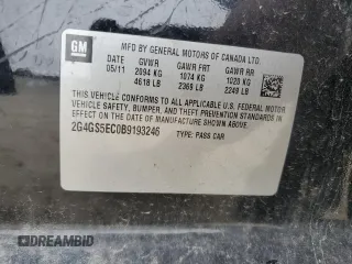 2011 Buick Regal CXL RL4 with VIN 2G4GS5EC0B9193246, listed as a Copart auction lot 44572485 with 135,646 mi miles and Clean title. Bid and sale history available at DreamBid. Image 13.