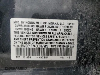 2014 Acura ILX Technology with VIN 19VDE1F74EE007926, listed as a Copart auction lot 51280615 with 151,309 mi miles and Salvage title. Bid and sale history available at DreamBid. Image 12.