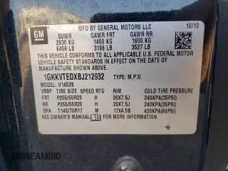2011 GMC Acadia Denali with VIN 1GKKVTEDXBJ212932, listed as a Copart auction lot 48157345 with 188,512 mi miles and Salvage Title. Bid and sale history available at carsss.com. Image 15.