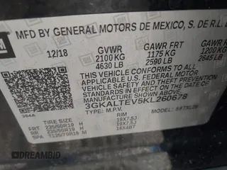 2019 GMC Terrain SLE with VIN 3GKALTEV5KL260678, listed as a IAAI auction lot 41738550 with 110,026 mi miles. Bid and sale history available at carsss.com. Image 9.