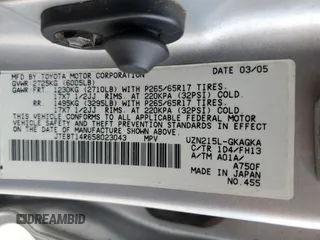 2005 Toyota 4Runner SR5 with VIN JTEBT14R658023043, listed as a Copart auction lot 55941145 with 126,757 mi miles and Salvage Title. Bid and sale history available at DreamBid. Image 14.