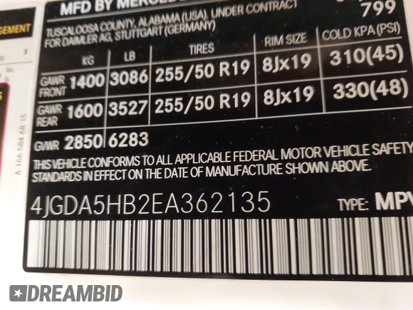 2014 Mercedes-Benz M 350 с VIN 4JGDA5HB2EA362135, выставлен на аукционе IAAI как лот 42222292 с пробегом 132 584 миль миль и . История ставок и продаж доступна на DreamBid. Изображение 9.