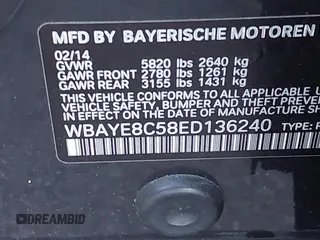 2014 BMW 7 Series ALPINA B7 with VIN WBAYE8C58ED136240, listed as a IAAI auction lot 40701912 with 116,246 mi miles. Bid and sale history available at carsss.com. Image 9.