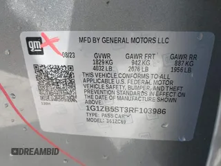 2024 Chevrolet Malibu LS with VIN 1G1ZB5ST3RF103986, listed as a IAAI auction lot 41753173 with 10,642 mi miles and . Bid and sale history available at DreamBid. Image 9.