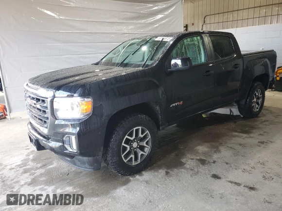 2021 GMC Canyon 4WD AT4 w/Leather with VIN 1GTG6FEN8M1255144, listed as a Copart auction lot 50186815 with 43,610 mi miles and Salvage Title. Bid and sale history available at carsss.com. Image 1.