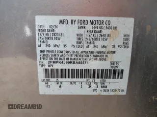2024 Ford Edge SEL z VIN 2FMPK4J99RBA85571, wystawiony jako Copart lot #59878195 z przebiegiem 31 958 mil mil oraz Czysty tytuł • Clean title. Historia ofert i sprzedaży dostępna na DreamBid. Obrazek 15.