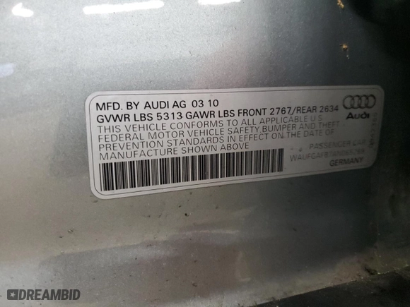 2010 Audi A6 3.0T Premium Plus with VIN WAUFGAFB7AN065269, listed as a Copart auction lot 47694975 with 137,353 mi miles and Salvage Title. Bid and sale history available at carsss.com. Image 15.