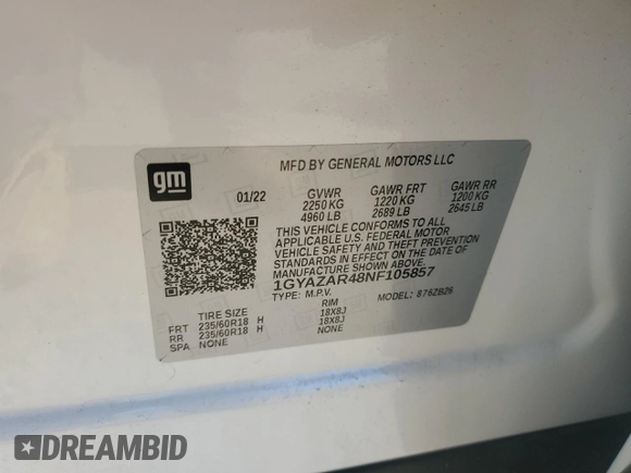 2022 Cadillac XT4 FWD Luxury с VIN 1GYAZAR48NF105857, выставлен на аукционе Copart как лот 81263584 с пробегом 17 352 миль миль и На запчасти • Non repairable. История ставок и продаж доступна на DreamBid. Изображение 13.