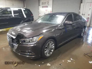 2015 Hyundai Genesis 3.8L with VIN KMHGN4JE0FU104518, listed as a Copart auction lot 49256985 with 133,950 mi miles and Salvage Title. Bid and sale history available at carsss.com. Image 1.