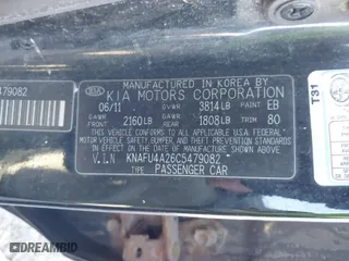 2012 Kia Forte EX with VIN KNAFU4A26C5479082, listed as a IAAI auction lot 41820028 with 190,177 mi miles. Bid and sale history available at carsss.com. Image 9.