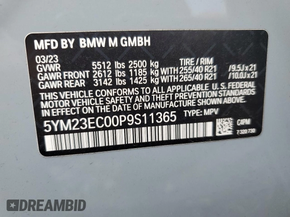 2023 BMW X4 M with VIN 5YM23EC00P9S11365, listed as a Copart auction lot 51417765 with 15,151 mi miles and Non Repairable. Bid and sale history available at carsss.com. Image 12.