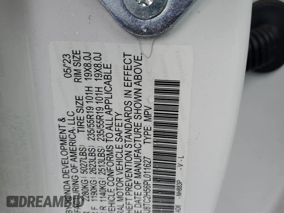 2023 Acura RDX Technology with VIN 5J8TC2H56PL011627, listed as a Copart auction lot 60264295 with Not provided miles and Salvage title. Bid and sale history available at DreamBid. Image 14.
