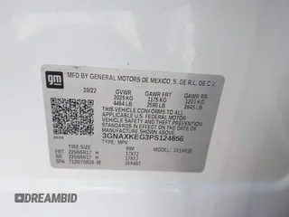 2023 Chevrolet Equinox LT with VIN 3GNAXKEG3PS124856, listed as a IAAI auction lot 42055575 with 20,308 mi miles and . Bid and sale history available at carsss.com. Image 9.