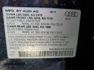 2018 Audi Q5 Premium Plus with VIN WA1BNAFY8J2019294, listed as a Copart auction lot 35861463 with 38,506 mi miles. Bid and sale history available at carsss.com. Image 13.
