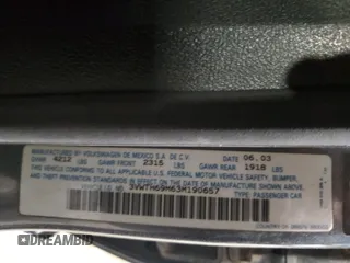 2003 Volkswagen Jetta с VIN 3VWTH69M63M190657, выставлен на аукционе Copart как лот 53622475 с пробегом 133 211 миль миль и Списание • Salvage title. История ставок и продаж доступна на DreamBid. Изображение 12.