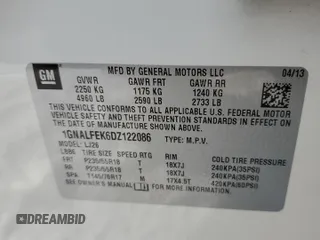 2013 Chevrolet Equinox LTZ with VIN 1GNALFEK6DZ122086, listed as a Copart auction lot 45627615 with 178,977 mi miles and Salvage Title. Bid and sale history available at carsss.com. Image 13.