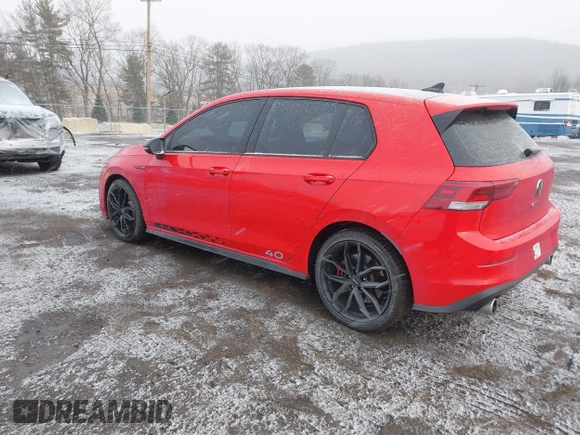 2023 Volkswagen Golf GTI 40th Anniversary Edition with VIN WVW9A7CD9PW191503, listed as a IAAI auction lot 41296669 with 25,306 mi miles. Bid and sale history available at carsss.com. Image 3.