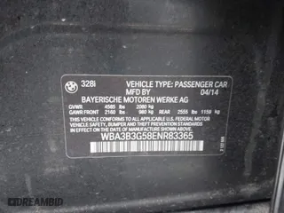 2014 BMW 3 Series 328i xDrive with VIN WBA3B3G58ENR83365, listed as a IAAI auction lot 41684711 with 141,669 mi miles. Bid and sale history available at carsss.com. Image 9.