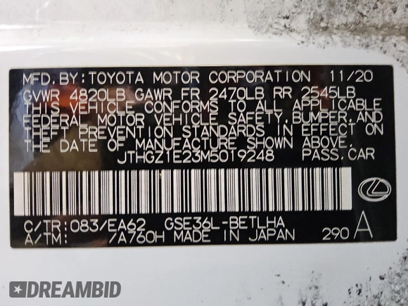 2021 Lexus IS 350 F Sport z VIN JTHGZ1E23M5019248, wystawiony jako Copart lot #52849825 z przebiegiem 129 880 mil mil oraz Czysty tytuł • Clean title. Historia ofert i sprzedaży dostępna na DreamBid. Obrazek 12.